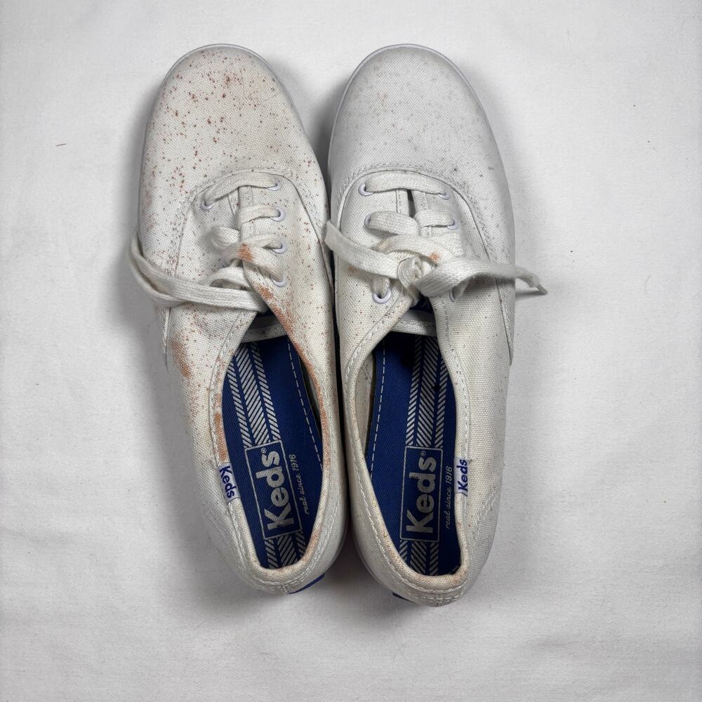 Vintage 80s Keds Champion White Canvas Sneakers Blue Label Deadstock Unworn 8.5 - Picture 5 of 11
